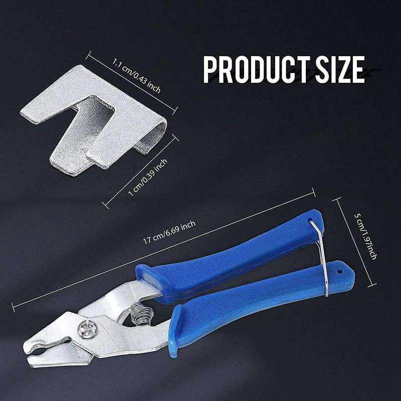 300 Pcs Wire Cage Clamps, with 1 Piece Of Pliers,for Pet Cage (blue)