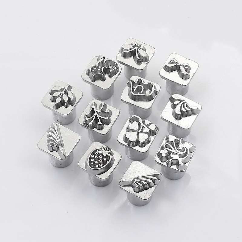 12pcs Leather Stamping Tool Set Animals Plants Pattern Leather Craft