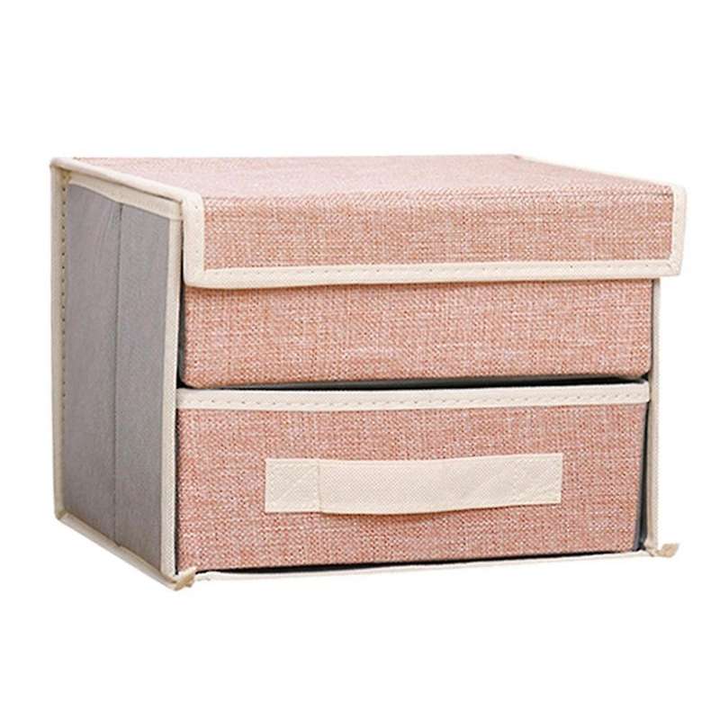 Foldable Home Underwear Storage Box (pink Double Layer One Draw)