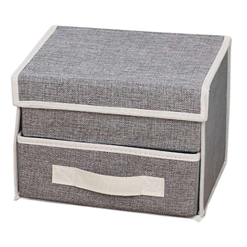 Foldable Home Underwear Storage Box (gray Double Layer One Draw)