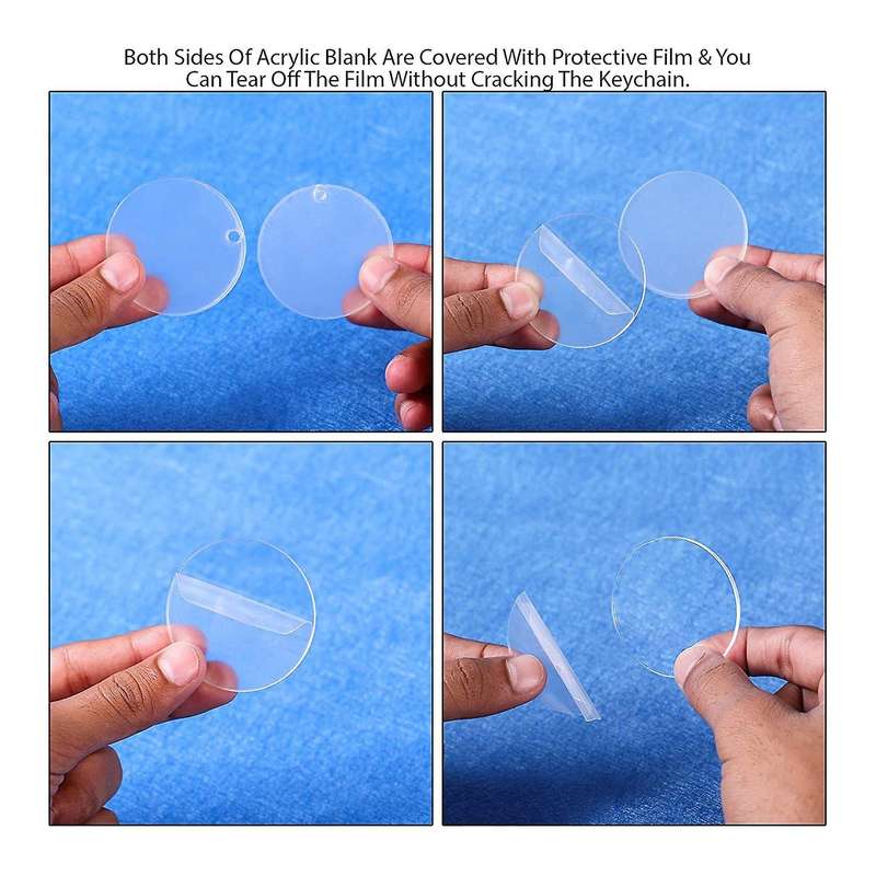 120 Pcs Acrylic Keychain Blanks Kit,circle Blanks,jump Rings