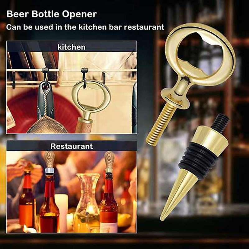 5pcs Metal Wine Stopper and 5 Pcs Stainless Steel Bottle Opener Set