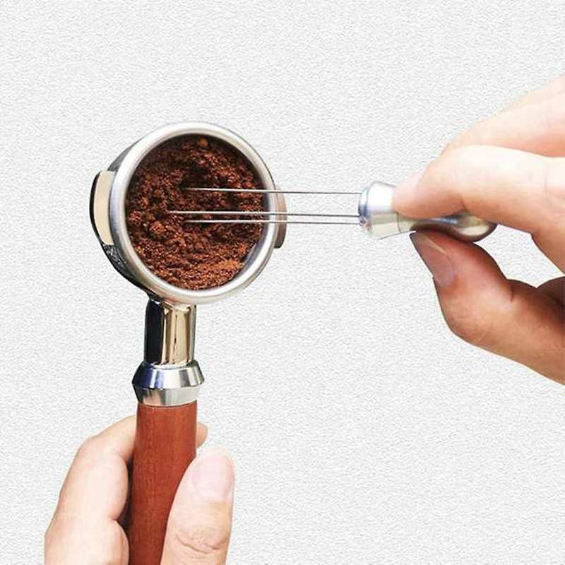 Needle Coffee Tamper Coffee Tamper Distributor Silver + Black
