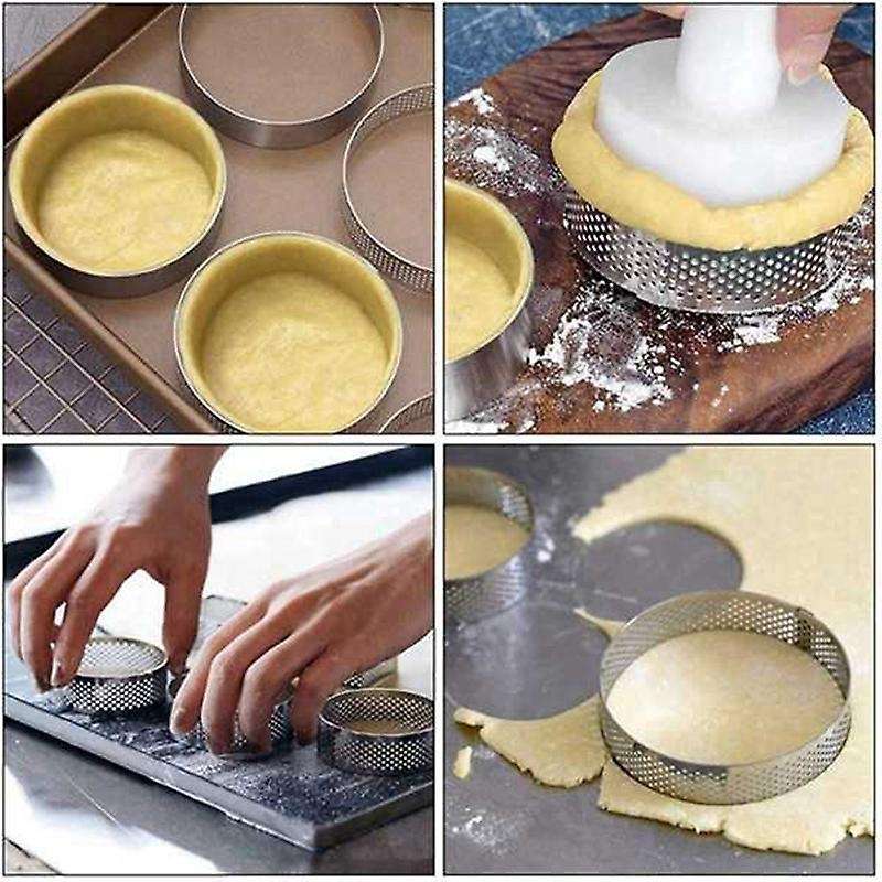 10 Pack Stainless Steel Tart Ring, Heat-resistant Mousse Ring, 8cm