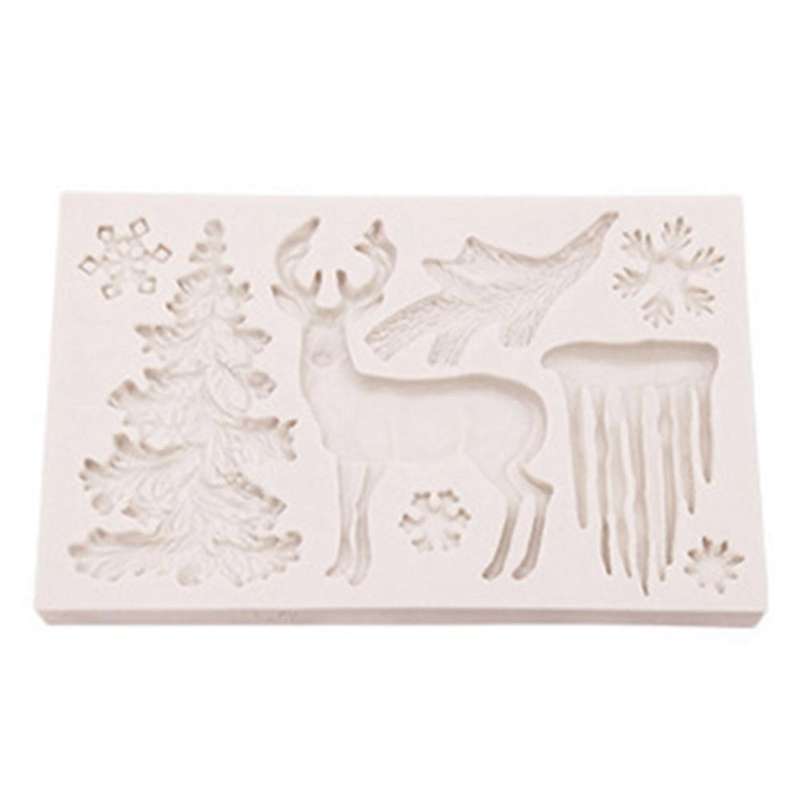 3pcs Decorations Deer Snowflake Lace Chocolate Party Silicone Mold