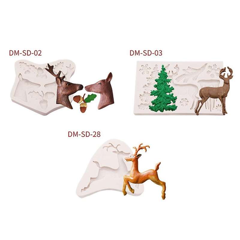 3pcs Decorations Deer Snowflake Lace Chocolate Party Silicone Mold