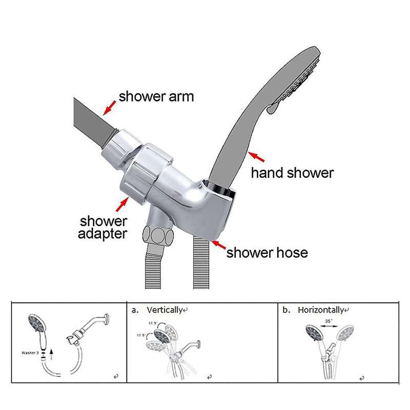 59 Inch Stainless Steel Shower Hose with Adjustable Shower Arm Holder