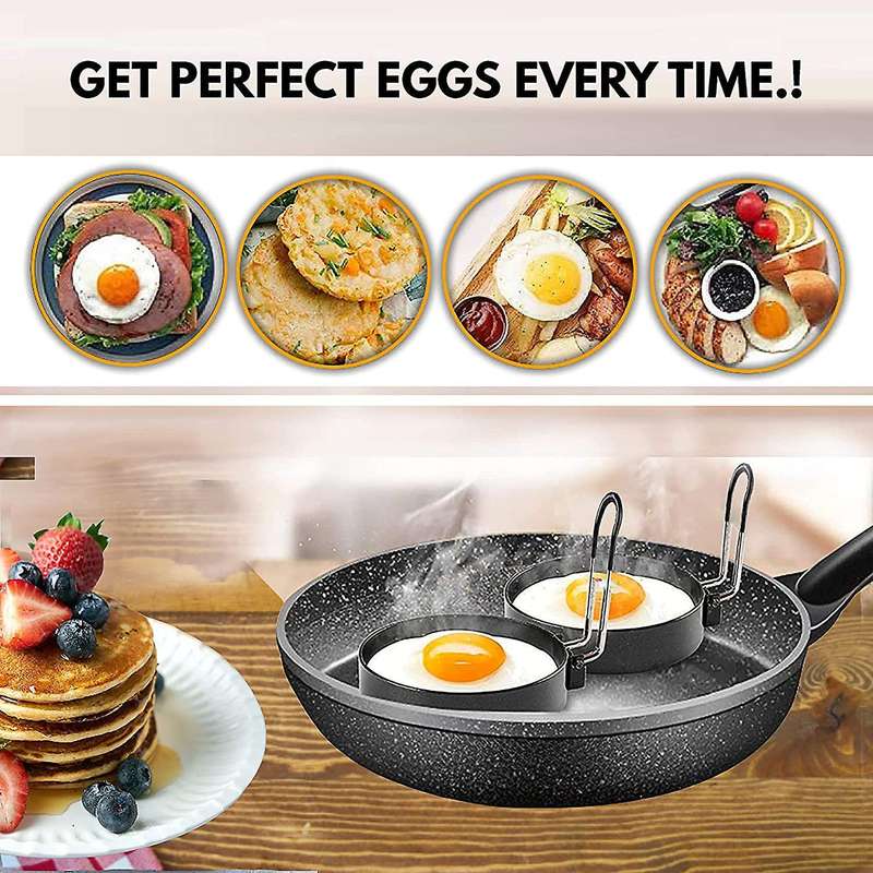 Egg Rings Pack Of 4 - Non-stick for Frying Eggs - with Egg Separator