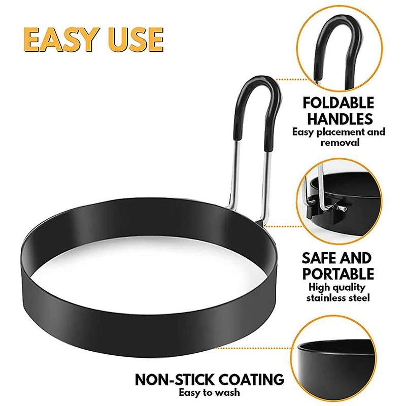 Egg Rings Pack Of 4 - Non-stick for Frying Eggs - with Egg Separator