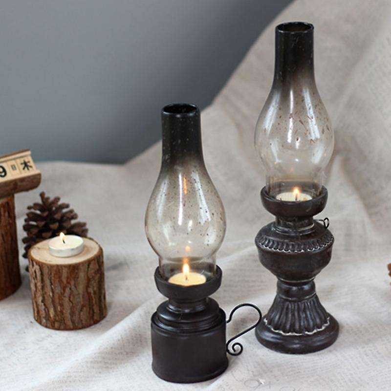 Creative Resin Crafts Nostalgic Lamp Candle Holder Decoration,b