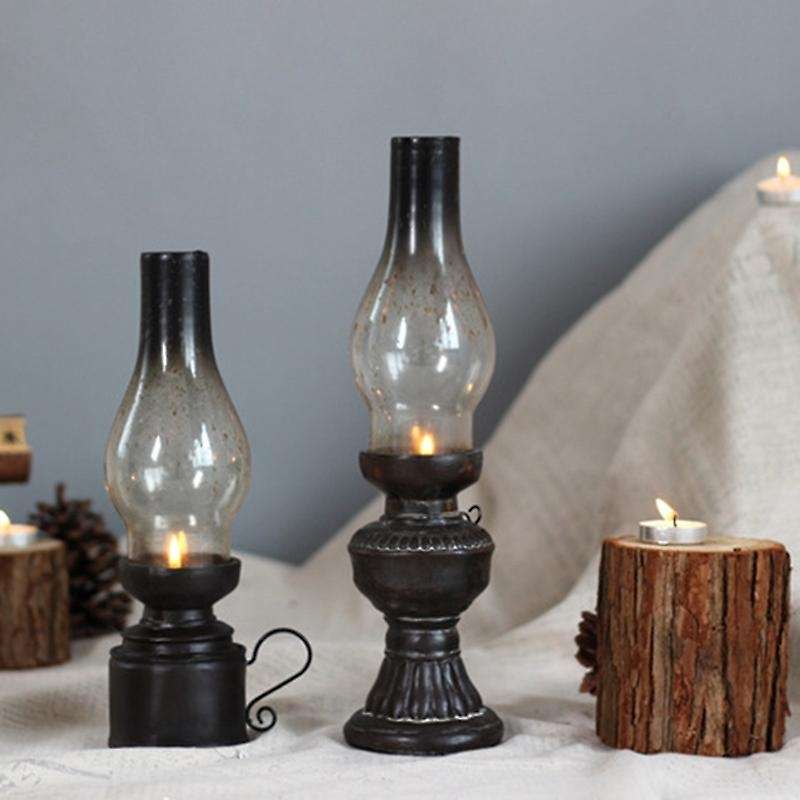 Creative Resin Crafts Nostalgic Lamp Candle Holder Decoration,b