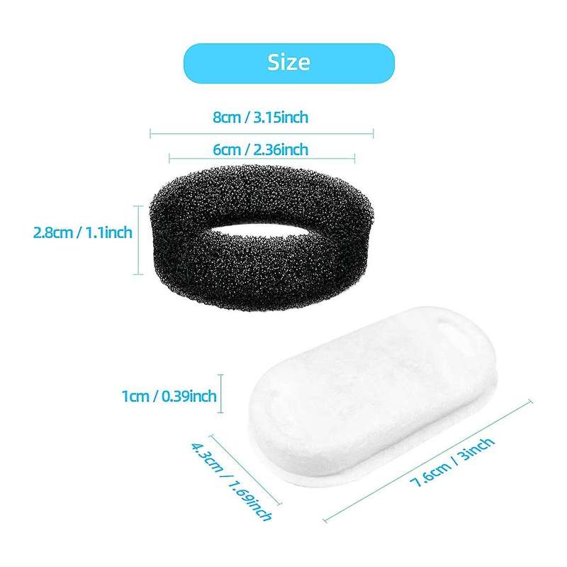 Cat Water Fountain Filters for 108oz/3.2l and 67oz/2l Adjustable