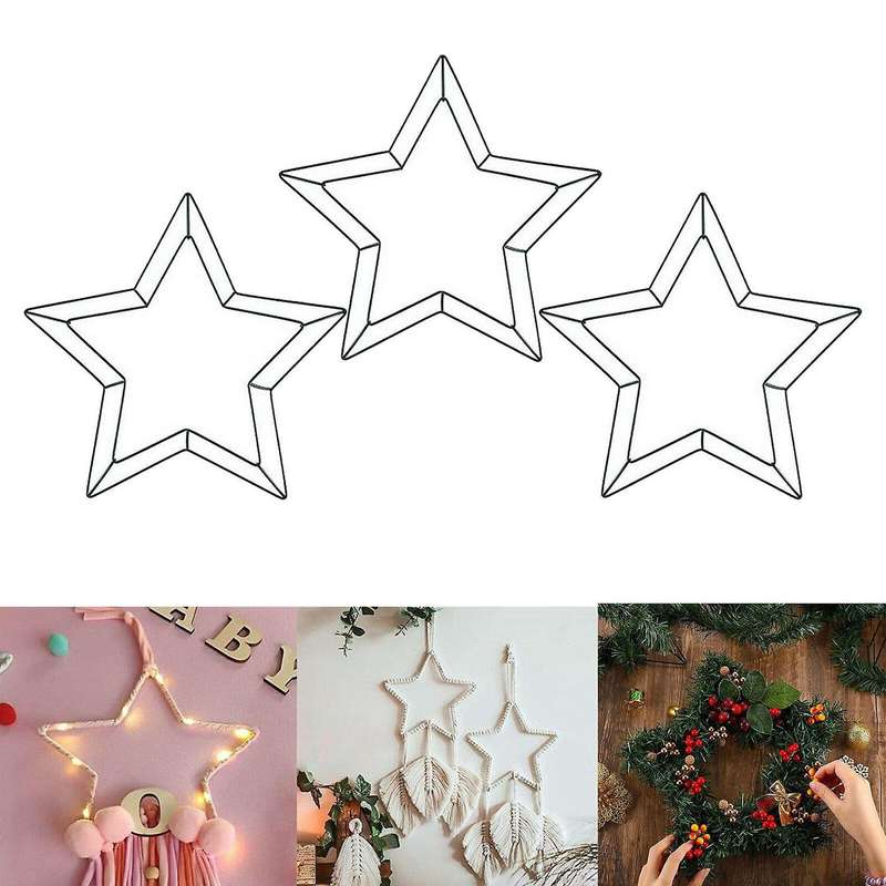 Metal Wire Wreath Frame Star-shaped Garland Ring Christmas Decor