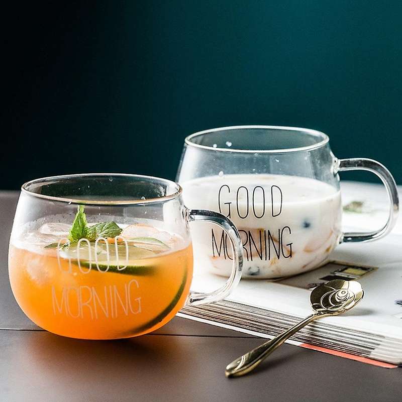 Mini Coffee Glass Milk Tea Cup Glass Crystal Clear Mug Couple Style