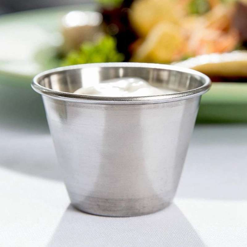 1 Pack Of 10 - Stainless Steel Condiment Sauce Cups Spices Pots Bowls