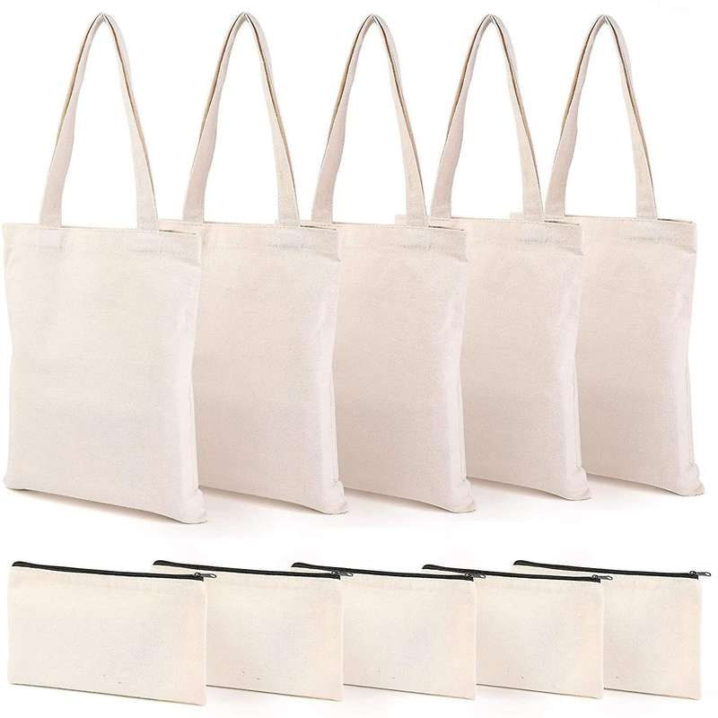 Canvas Pencil Pouch Tote Bags Set,diy Craft Blank Makeup Bags