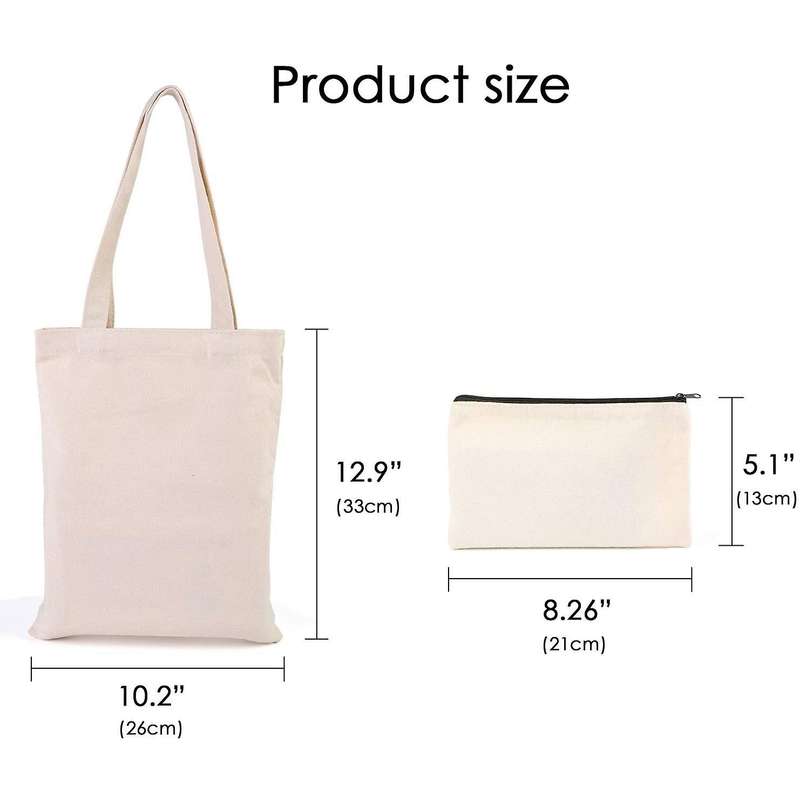 Canvas Pencil Pouch Tote Bags Set,diy Craft Blank Makeup Bags