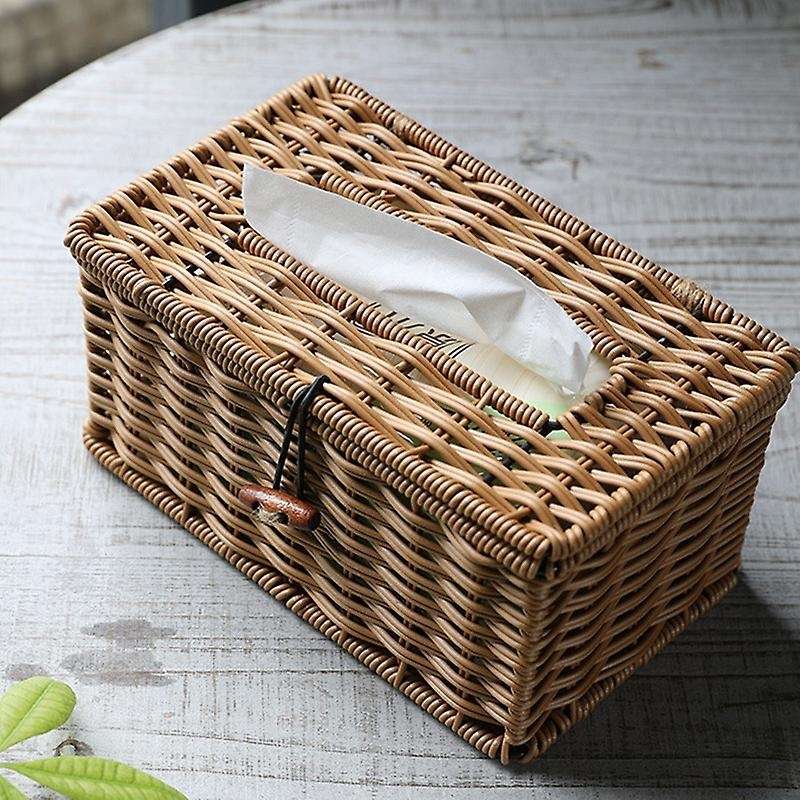 Imitated Rattan Draw Box Tissue Box Elegant Home Decoration 21x12x9cm