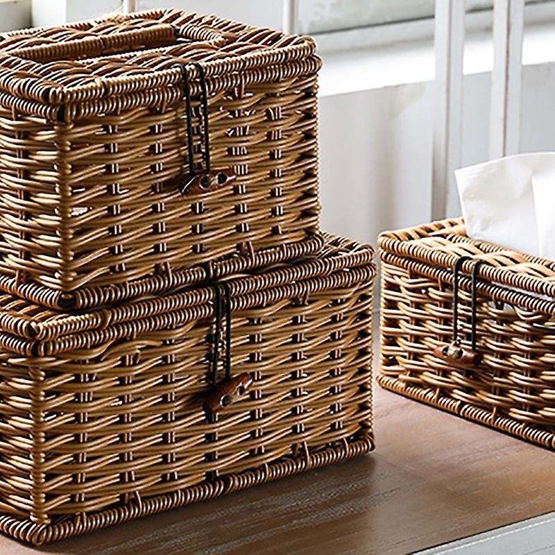 Imitated Rattan Draw Box Tissue Box Elegant Home Decoration 21x12x9cm