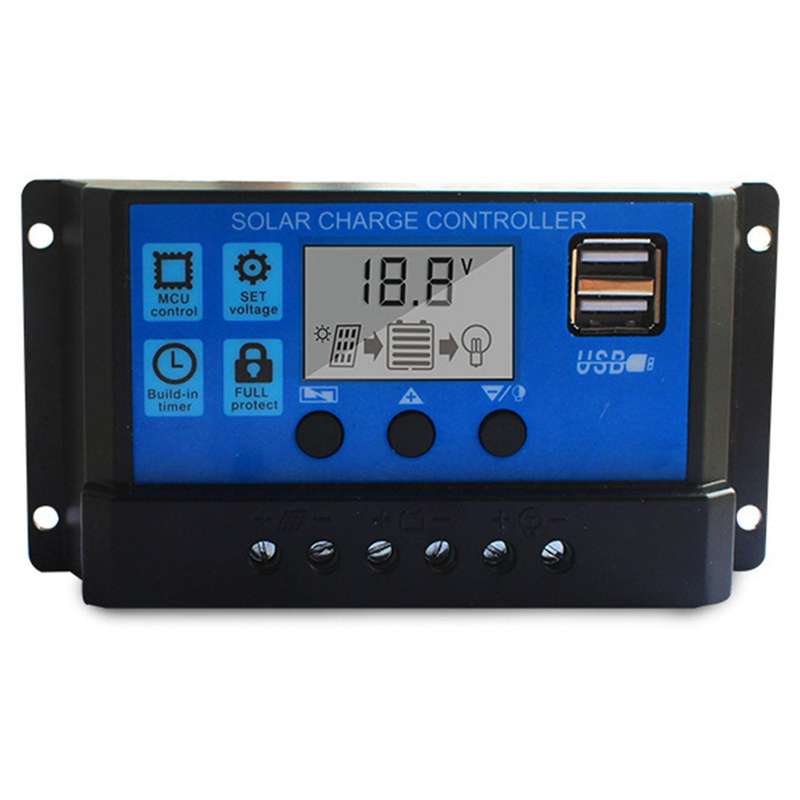30a Solar Charge Controller with 5v Dual Usb Ports Display Adjustable