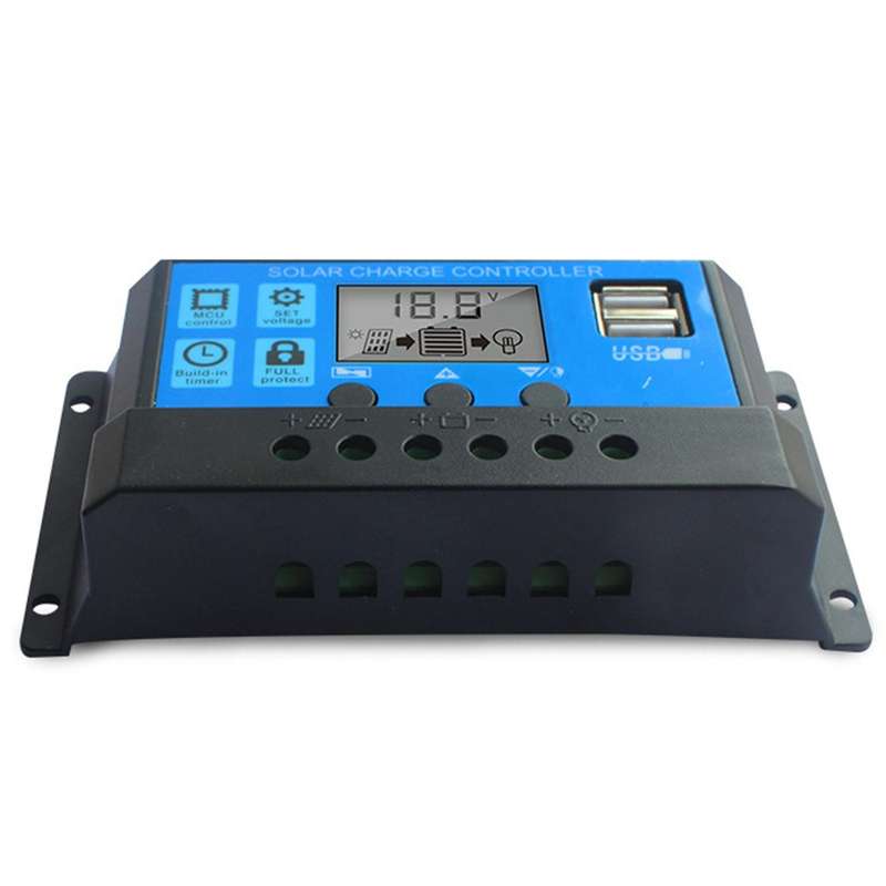 30a Solar Charge Controller with 5v Dual Usb Ports Display Adjustable