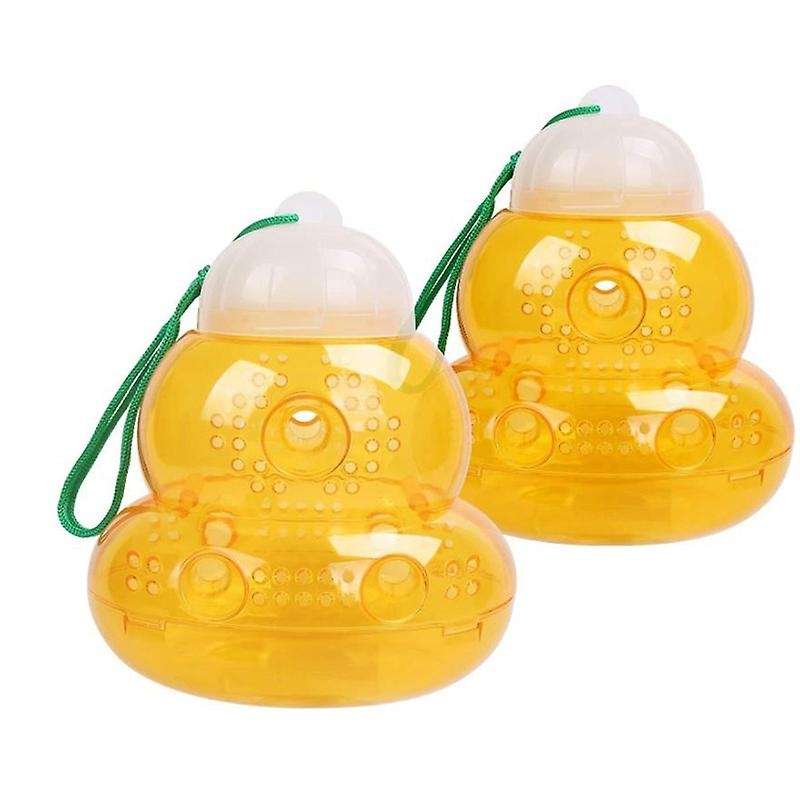 2 Pack Wasp Hornet Trap Yellow Reusable Hanging Or Tabletop Outdoor