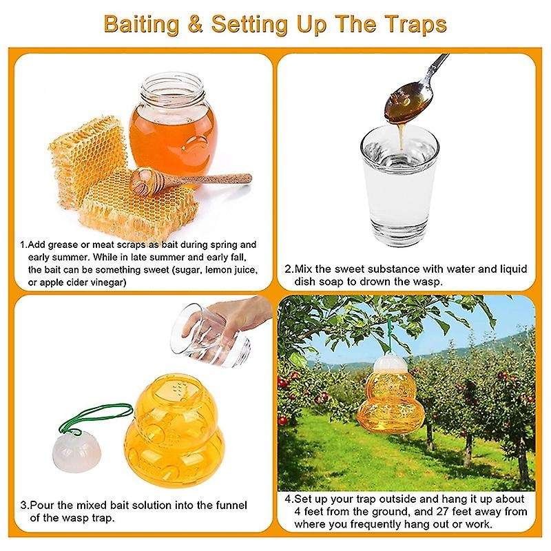 2 Pack Wasp Hornet Trap Yellow Reusable Hanging Or Tabletop Outdoor