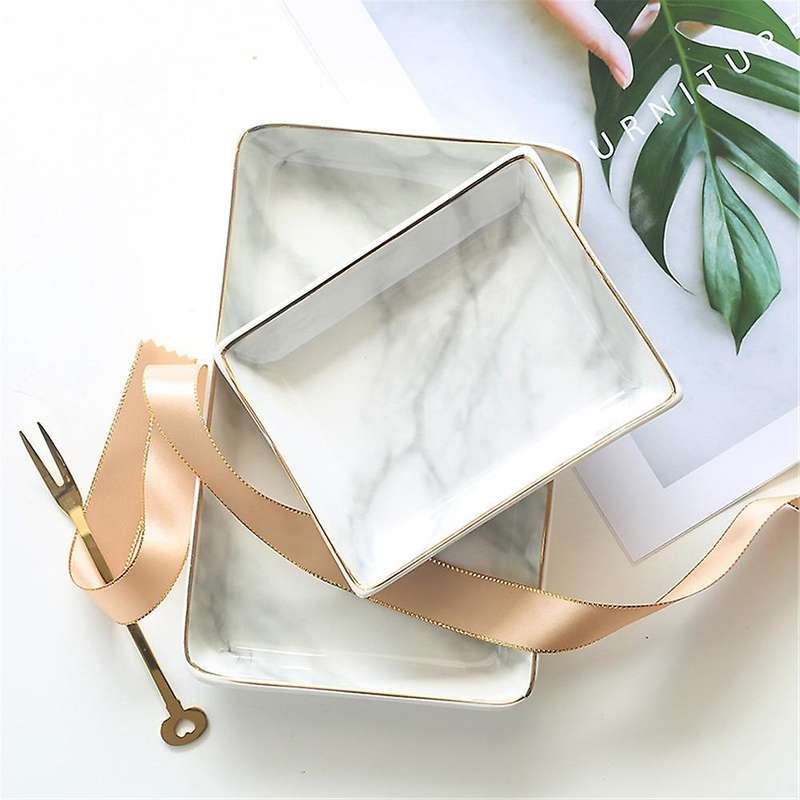Marble Painting Phnom Penh Ceramic Jewelry Plate Fruit Storage Tray S