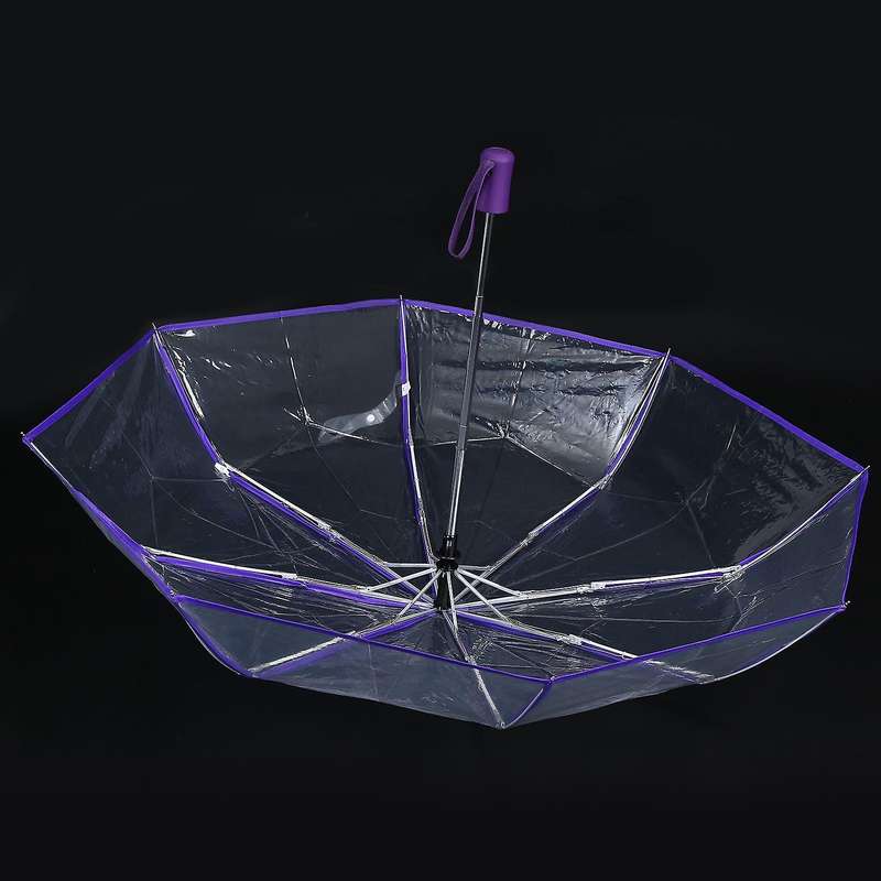 Transparent Umbrella Automatic Umbrella Compact Folding,transparent & Purple Border
