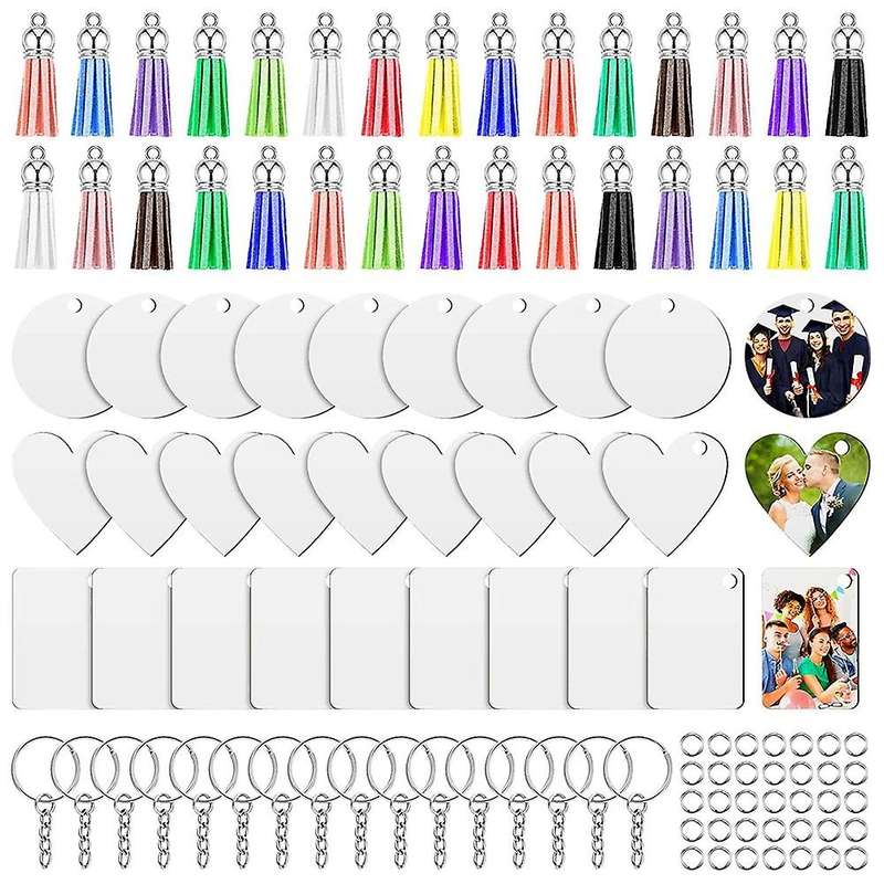 Blank Keychains Set Diy Keychain Blanks with Colorful Tassel Keychain