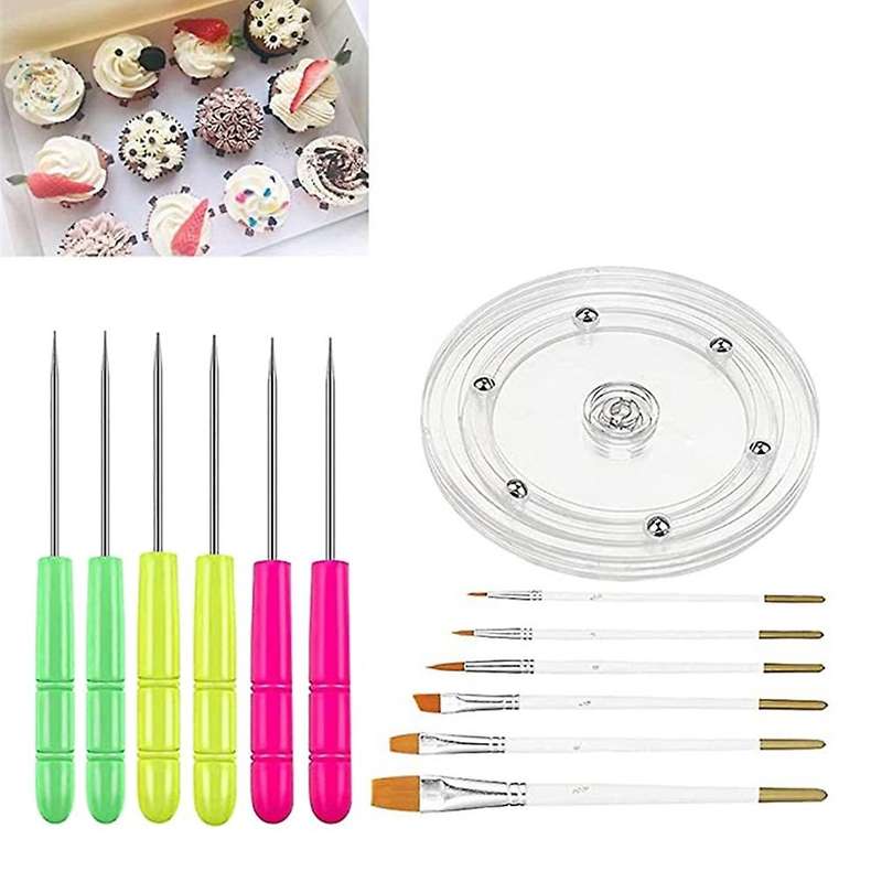 18 Pcs Cookie Decorating Kit Turntable Silicone Mats Cookie Brushes