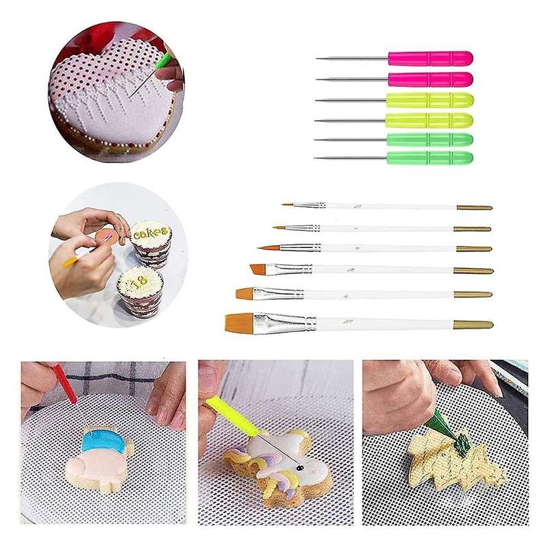 18 Pcs Cookie Decorating Kit Turntable Silicone Mats Cookie Brushes