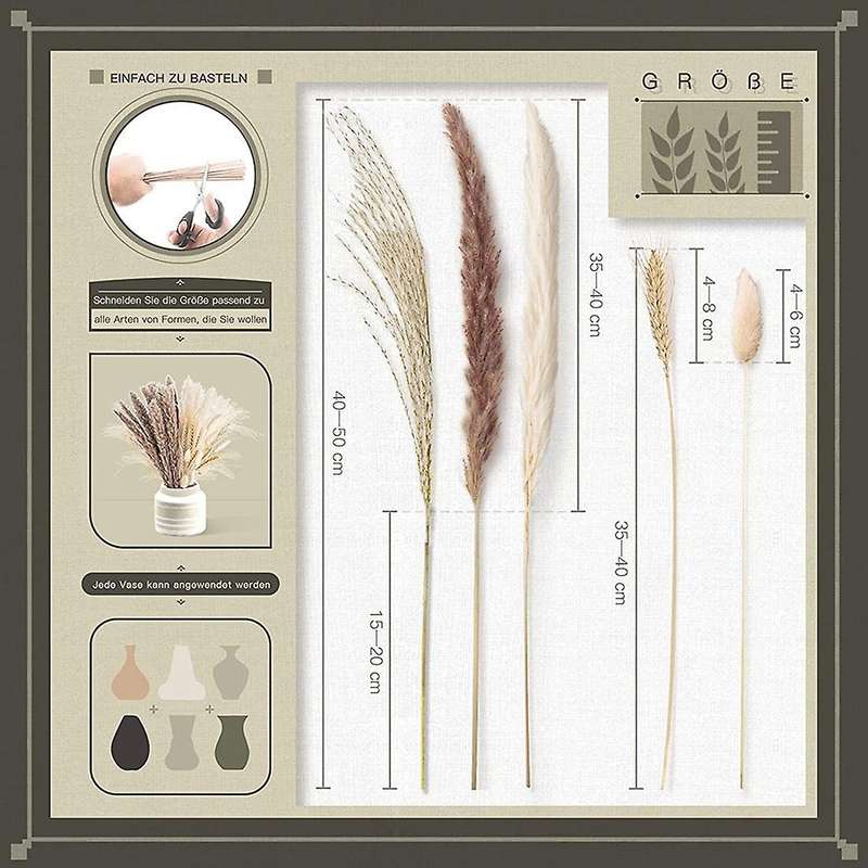 70pcs Natural Dried Pampas Grass, Dried Flowers for Vases,decoration
