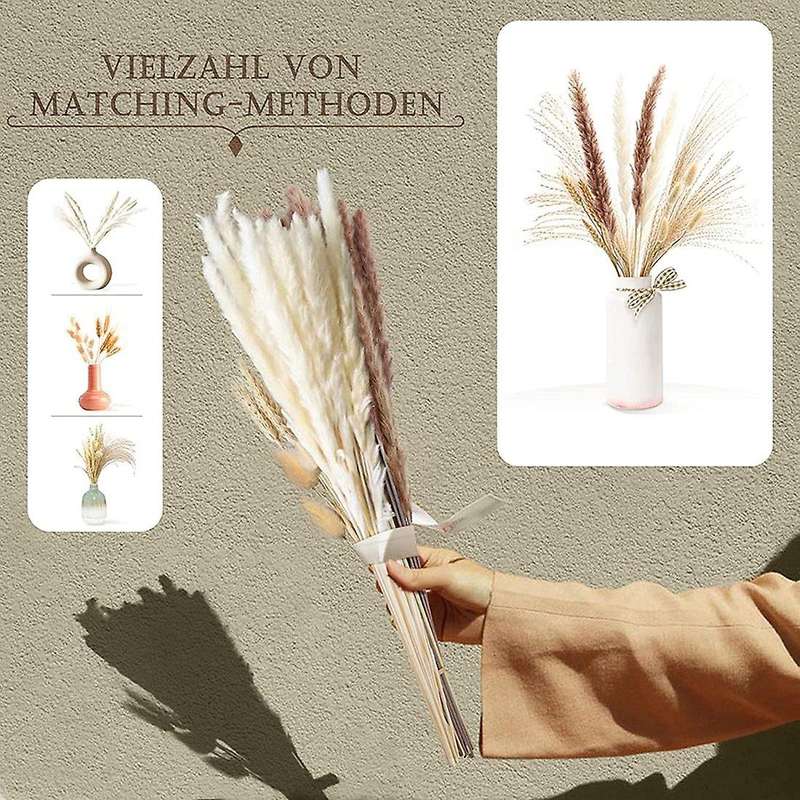 70pcs Natural Dried Pampas Grass, Dried Flowers for Vases,decoration