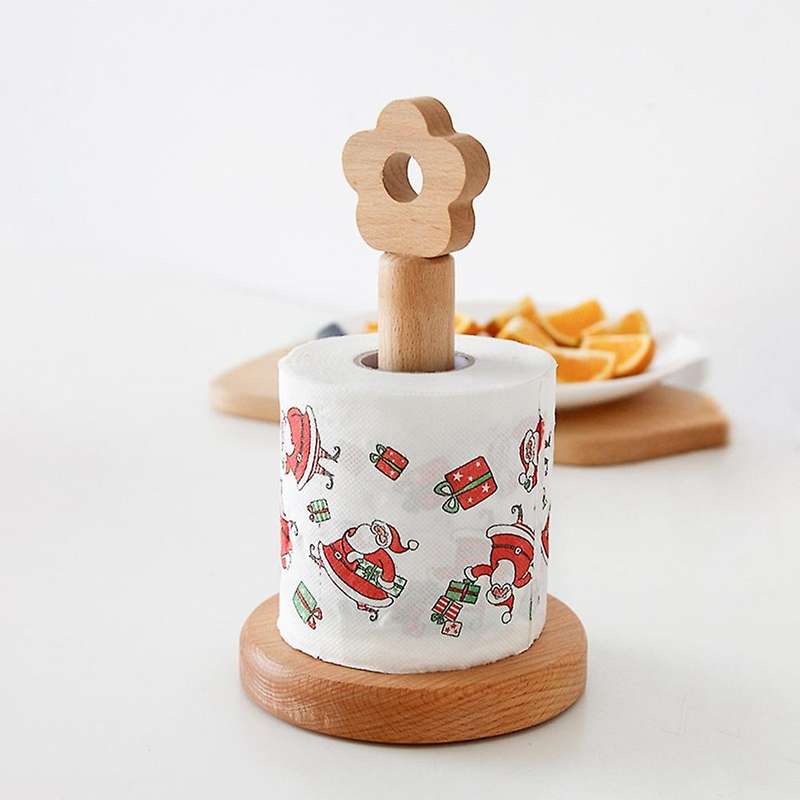 Solid Wood Paper Roll Holder Kitchen Vertical Beech Paper Towel Rack