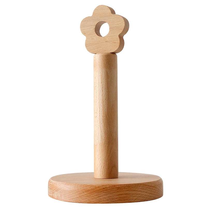 Solid Wood Paper Roll Holder Kitchen Vertical Beech Paper Towel Rack