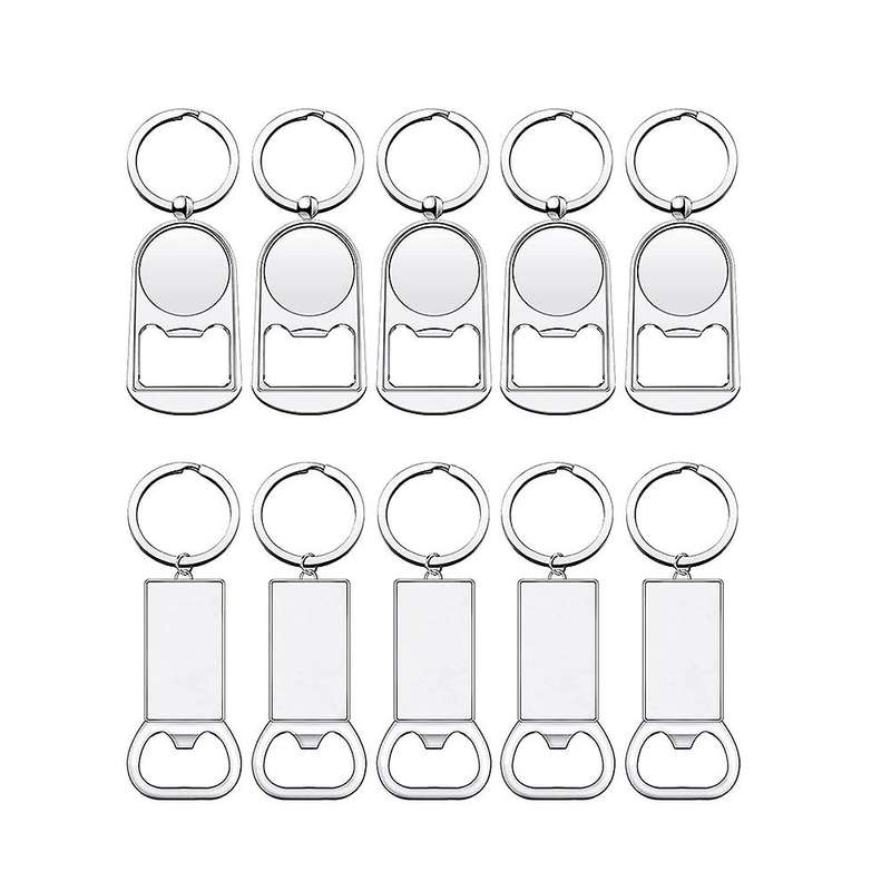10pcs Sublimation Blanks Keychains Metal Bottle Opener Key Rings