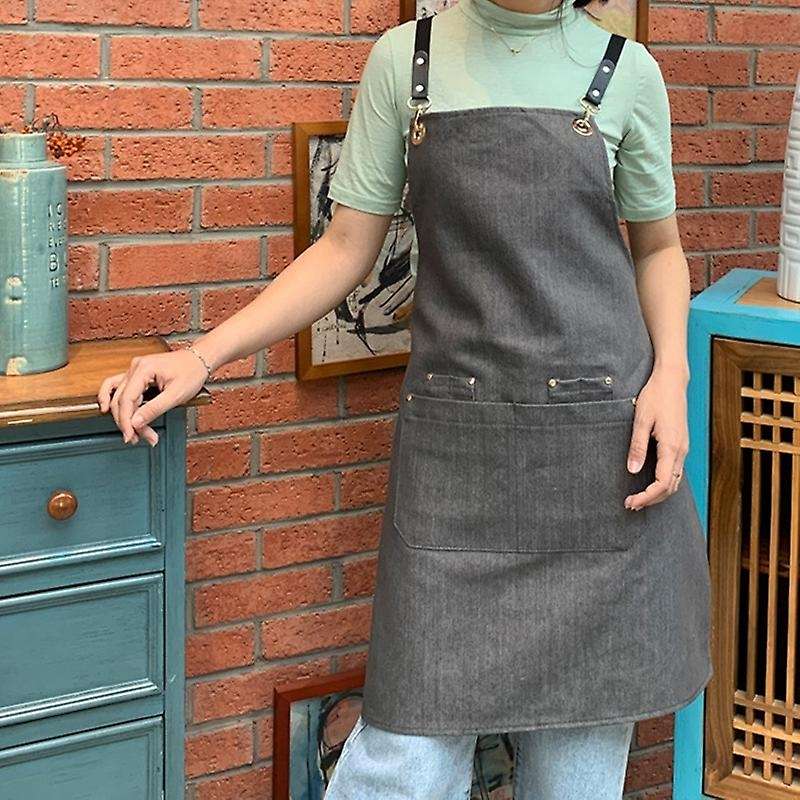 Denim Suit Bib Cooking Kitchen Aprons for Woman Man Apron Overall C