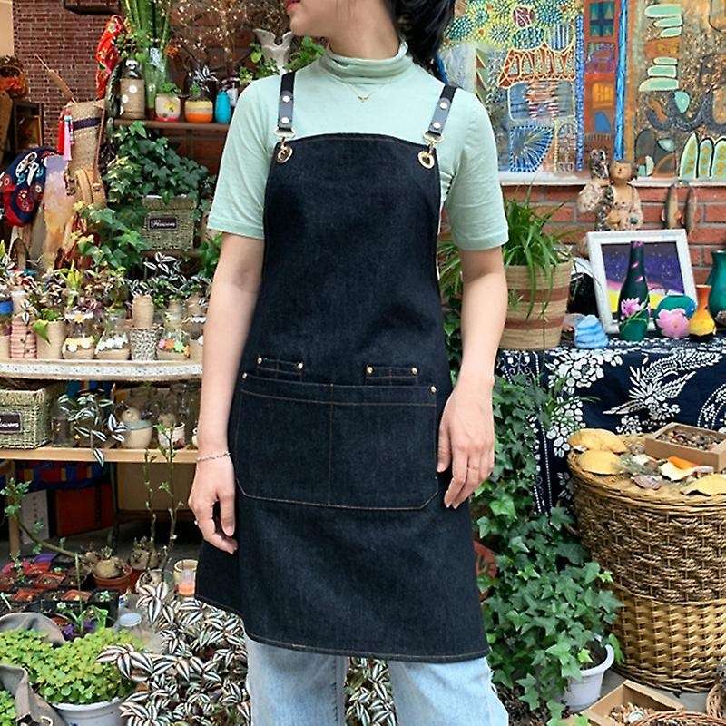 Denim Suit Bib Cooking Kitchen Aprons for Woman Man Apron Overall C