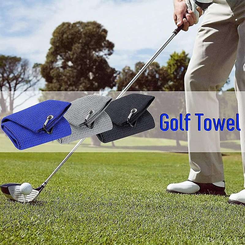 3 Pcs Tri-fold Golf Towel with Loop Clip for Hanging On Golf Club