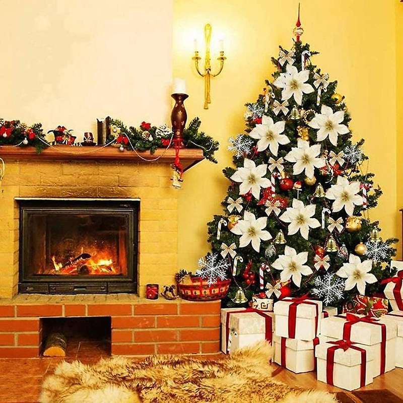 Gold Christmas Tree Ornaments Set for Xmas Wreaths Decorations A