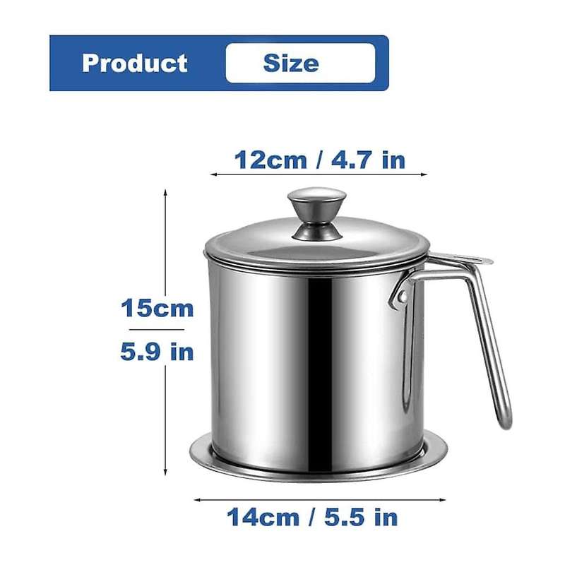 Bacon Grease Container with Strainer,1.8l/7 Cups Oil Strainer Pot