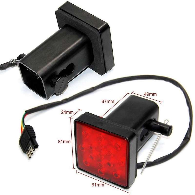 Red 15 Led 2 Inch Trailer Truck Hitch Tow Haul Receiver Cover Brake