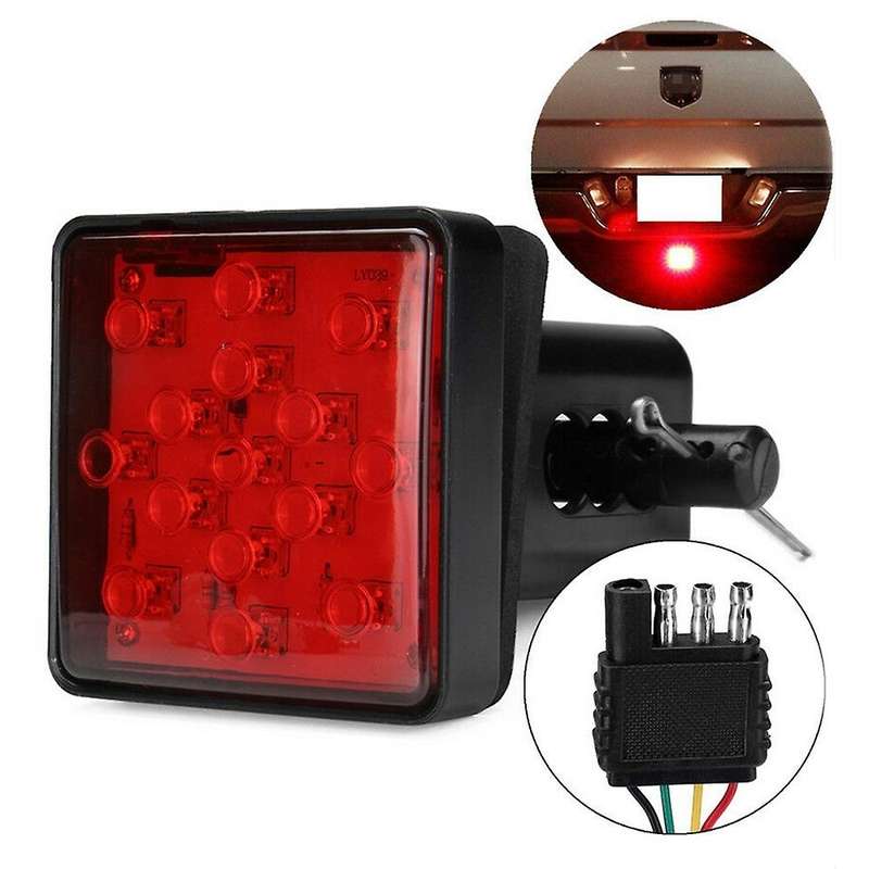Red 15 Led 2 Inch Trailer Truck Hitch Tow Haul Receiver Cover Brake