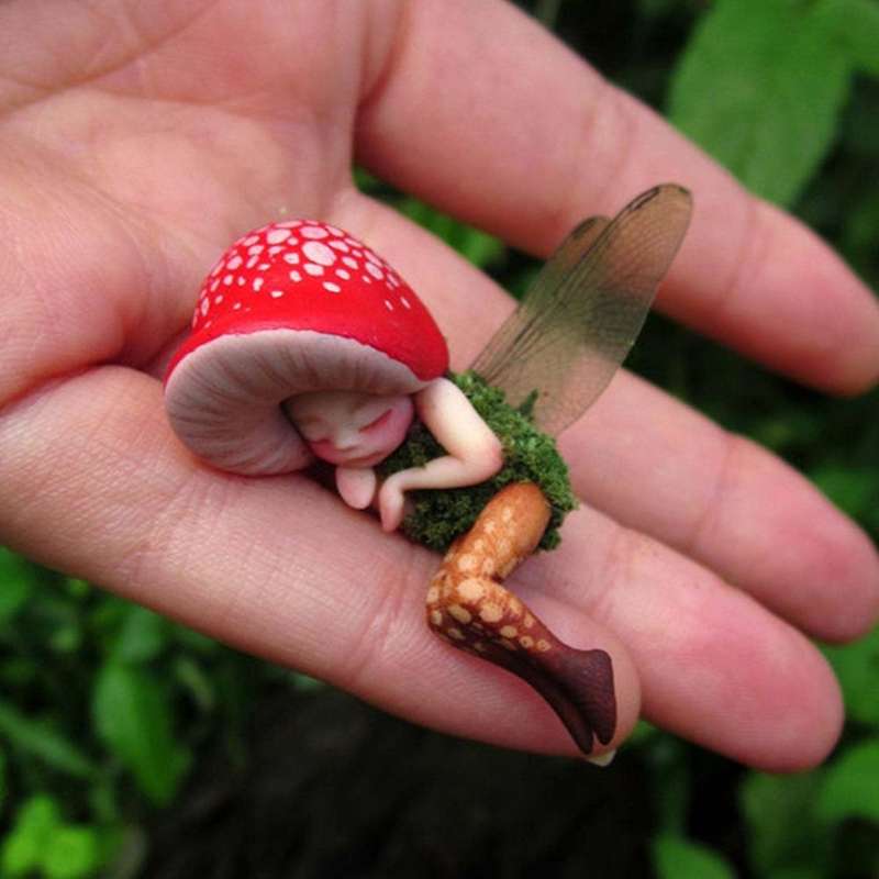 Sleeping Fairy Resin Handicrafts Forest Mushroom Elf Ornaments Garden