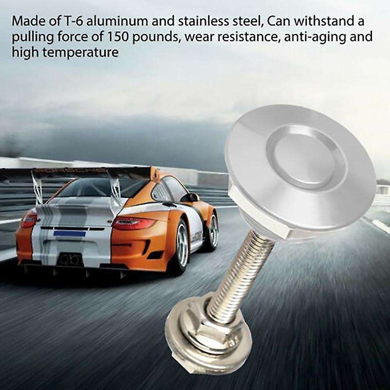 4 X Quick Release Push Hood Latch Button Car Pin Bonnet Lock Silver