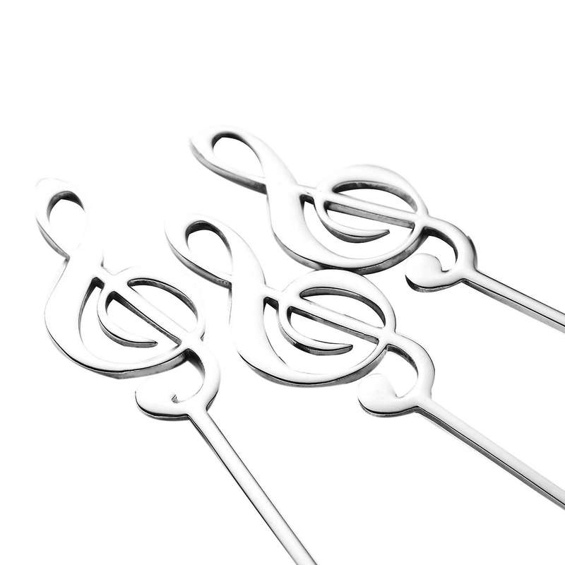 6 Pack Cute Teaspoons Stainless Steel Musical Notation Shaped