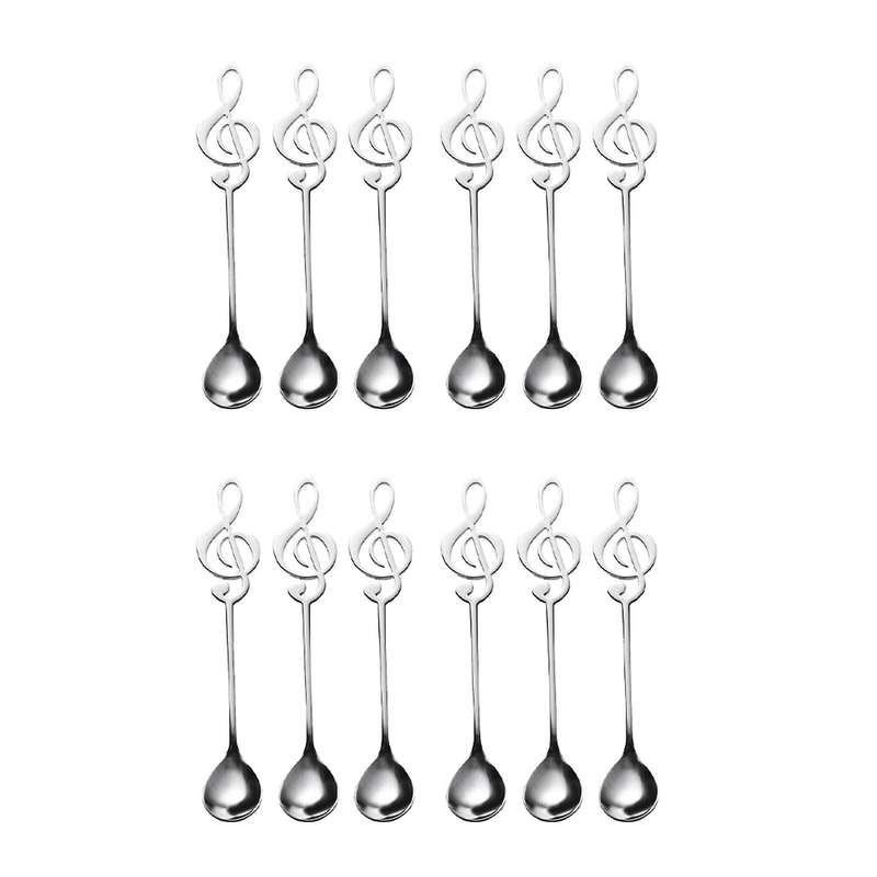 6 Pack Cute Teaspoons Stainless Steel Musical Notation Shaped