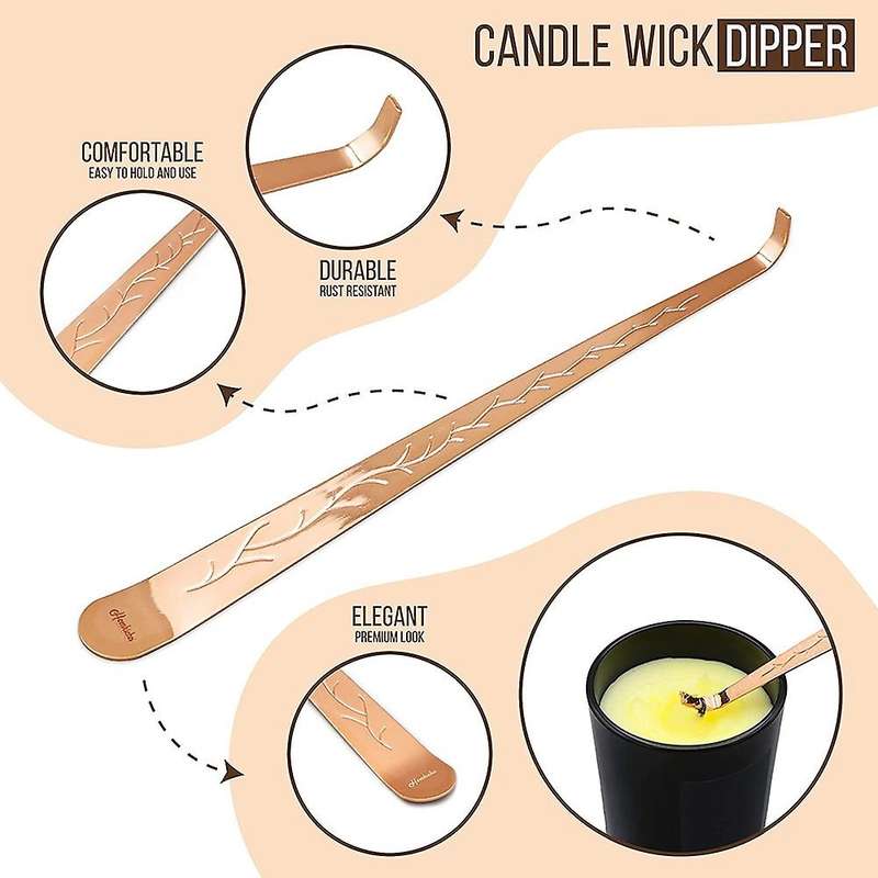 Candle Snuffer, Wick Trimmer and Dipper, 3-in-1 Set for Candle Lovers