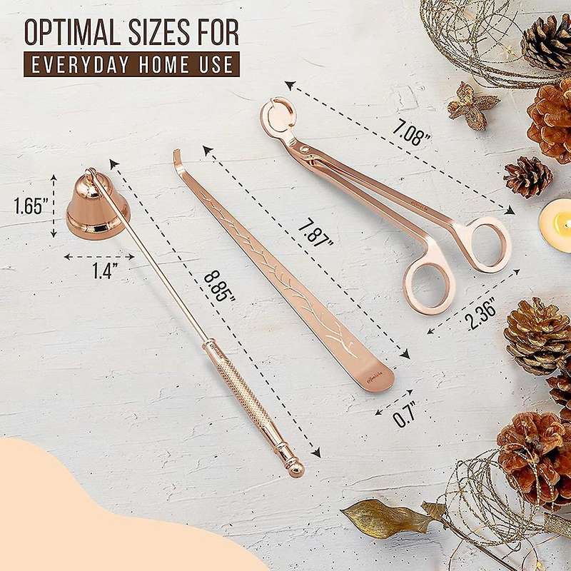 Candle Snuffer, Wick Trimmer and Dipper, 3-in-1 Set for Candle Lovers